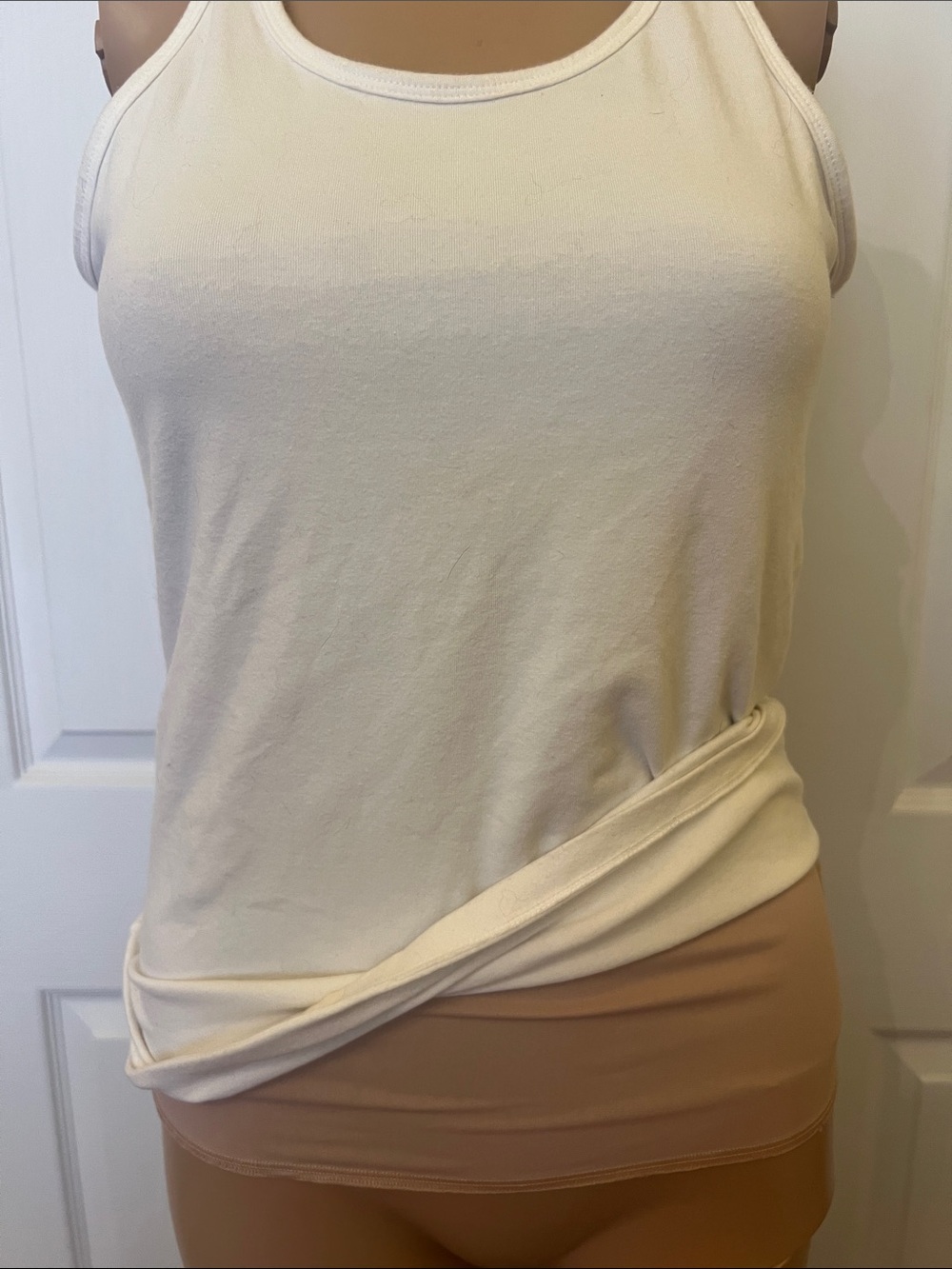 Moda International White Tummy and back Control Lined Crisscross Tank Top